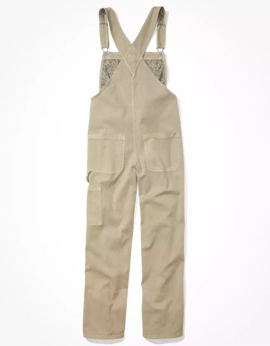 Jean American Eagle AE Stretch Baggy Overall Vert Olive Femme | LUC-02810251